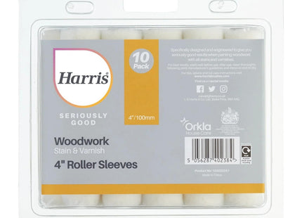 Harris Seriously Good Woodwork Stain and Varnish 4in Mini Roller Sleeve 10 Pack