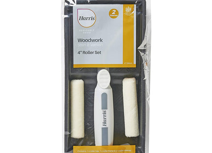 Harris Seriously Good Woodwork Stain & Varnish Mini Roller Set with Tray and Frame, 4"