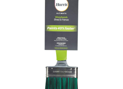 Harris Ultimate Shed & Fence Swan Neck Exterior Woodwork Paint Brush, 100mm