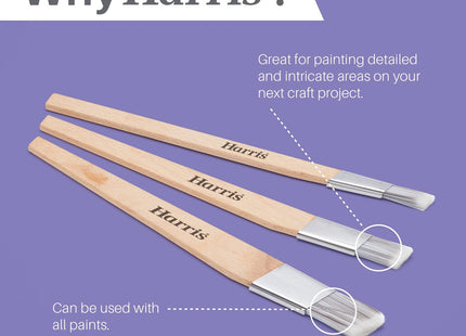 Harris Seriously Good Fitch Paint Brushes Pack Of 3 Cutting In, Hobby & Craft 0.5", 0.75", 1"