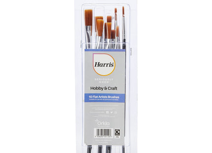 Harris Seriously Good Flat Artist Arts and Crafts Paint Brushes, 10 Pack