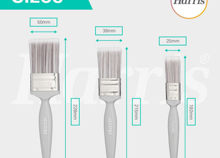 Harris Essentials Walls & Ceilings Paint Brushes, 3 Brush Pack, 1", 1.5", 2"