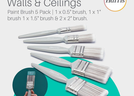 Harris Essentials Walls & Ceilings Paint Brush Set Pack of 5