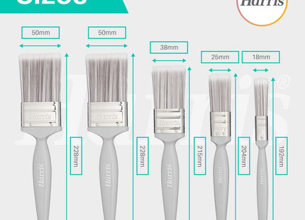 Harris Essentials Walls & Ceilings Paint Brush Set Pack of 5