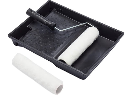 Harris Essentials Walls & Ceilings Twin Set, 1 x Tray, 1 x Frame, 2 x Roller Sleeves, 9", Black, Plastic, Polyester