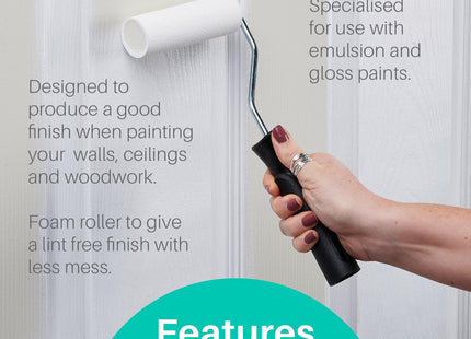 Harris Essentials Mini Roller Set, Walls & Ceilings, Tray and Frame, 4" Emulsion & Gloss Roller Sleeves