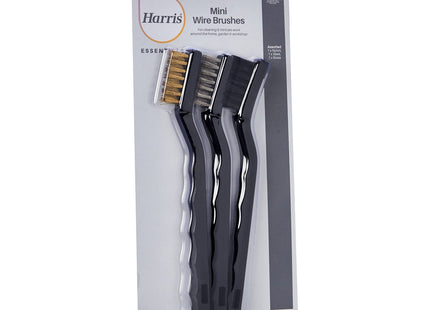 Harris Essentials Mini Wire Brush 3 Pack, Nylon, Steel & Brass 101064301
