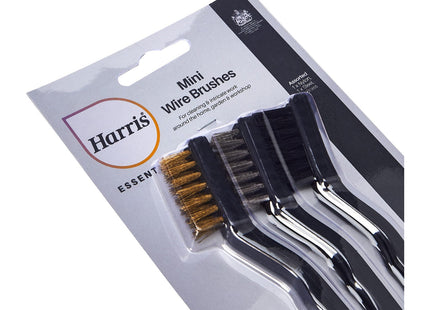 Harris Essentials Mini Wire Brush 3 Pack, Nylon, Steel & Brass 101064301