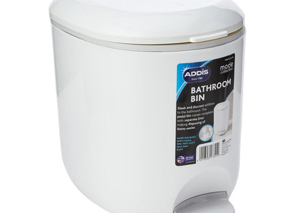 Addis Premium Deluxe Bathroom Pedal Bin with inner, 3.5 Litre, White Grey, 29 x 18.5 x 23cm 518503