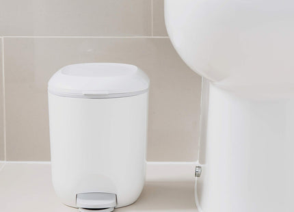 Addis Premium Deluxe Bathroom Pedal Bin with inner, 3.5 Litre, White Grey, 29 x 18.5 x 23cm 518503