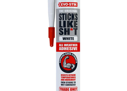 Evo-stik Sticks Like Sh*t Adhesive White - 290ml - All Weather - Extreme Temperature & Movement Resistant