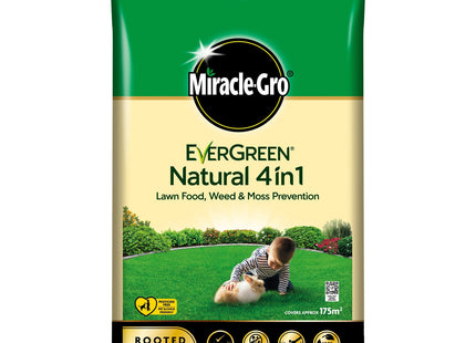 Miracle-Gro Natural 4 in1-Lawn Feed, Weed & Moss Preventor Lawn Fertiliser, 175 m2