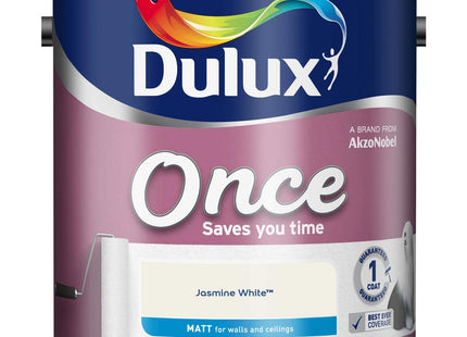 Dulux Once Matt Emulsion Paint - Jasmine White - 2.5 Litre