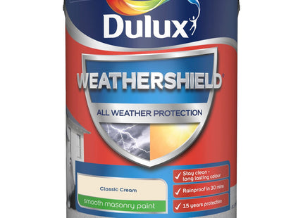 Dulux Weathershield Smooth Masonry Paint - Classic Cream - 5 Litre