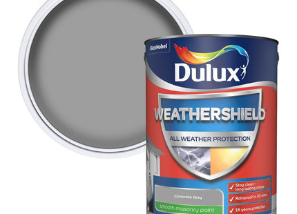 Dulux Weathershield Smooth Masonry Paint - Concrete Grey - 5 Litre
