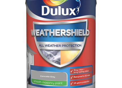 Dulux Weathershield Smooth Masonry Paint - Concrete Grey - 5 Litre