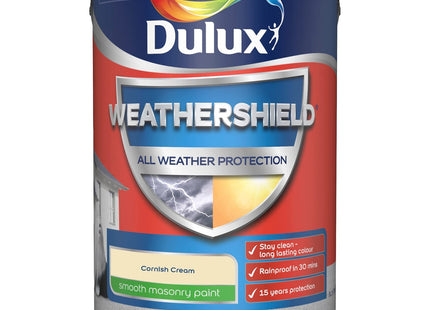 Dulux Weathershield Smooth Masonry Paint - Cornish Cream - 5 Litre