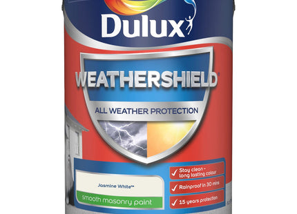 Dulux Weathershield Smooth Masonry Paint - Jasmine White - 5 Litre