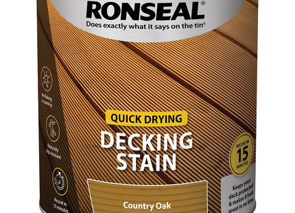 Ronseal Quick Drying Decking Stain Country Oak Country Oak 2.5 Litre Paint