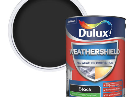 Dulux Weathershield Smooth Masonry Paint - Black - 5 Litre