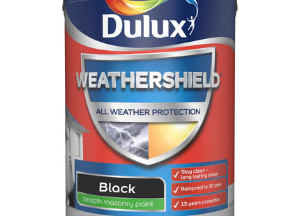 Dulux Weathershield Smooth Masonry Paint - Black - 5 Litre