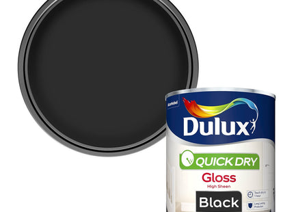 Dulux Quick Dry Gloss Paint - Black - 750ml 5358140