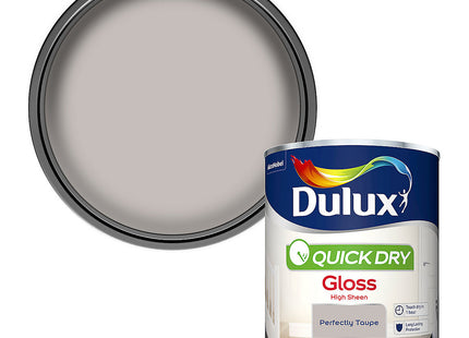 Dulux Quick Dry Gloss Paint - Perfectly Taupe - 750ml 5358145