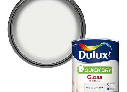 Dulux Quick Dry Gloss Paint - White Cotton - 750ml