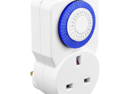 Masterplug -MP Energy Saving Daily Mechanical Segment Timer Plug, White TMS24