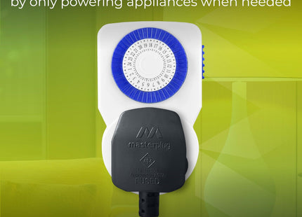 Masterplug -MP Energy Saving Daily Mechanical Segment Timer Plug, White TMS24