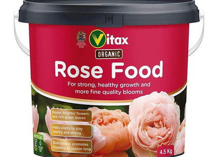 Vitax Organic Rose Food, Specially Tailored Nutrient Mix, Slow Release, 100% Organic, For Healthy Leaves And Bigger Blooms Of Flowers- 4.5kg