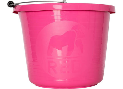 Red Gorilla Premium Builder's Bucket 14 Litre 3 Gallon Heavy Duty Strong Metal Handle Moulded Grip Multi Purpose Food Grade Plastic (Pink)