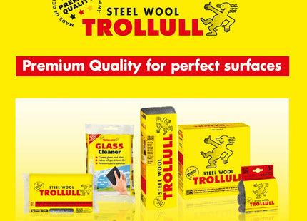 Trollull Steel Wool 200g fine 00 can be used to sand wood, clean plastic blinds and garden furniture, and polish aluminium