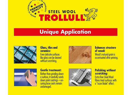 Trollull Steel Wool Wire Wool 200g medium 0 can be used to sand wood, remove dirt from tiles and stone floors, polish copper pipes and fittings