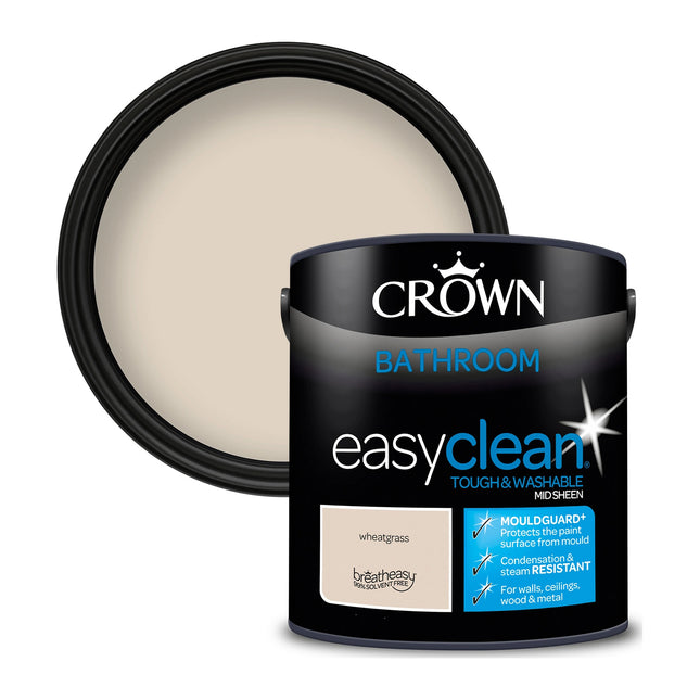 Crown Easyclean Bathroom Mid Sheen Paint Wheatgrass - Anti Mould 2.5 Litre