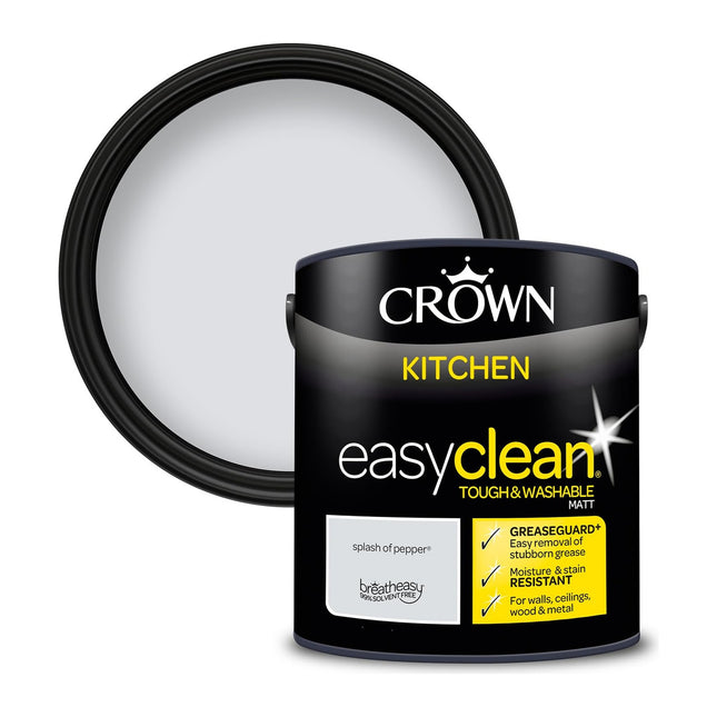 Crown Easyclean Kitchen Matt Wall Paint 2.5 Litre - Splash of Pepper