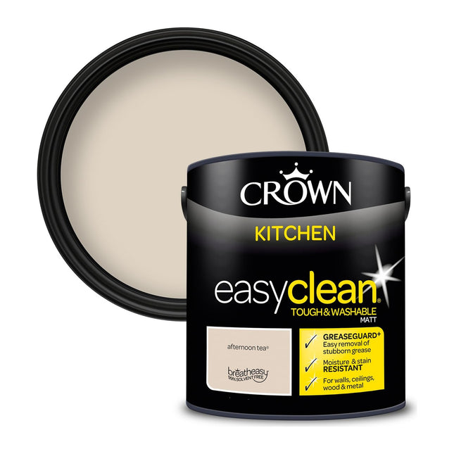 Crown Easyclean Kitchen Matt Wall Paint 2.5 Litre - Afternoon Tea