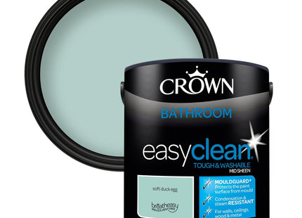 Crown Easyclean Duck Egg Anti Mould Bathroom Paint, Mid Sheen 2.5 Litre