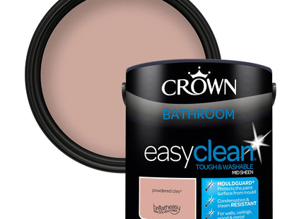 Crown Easyclean Bathroom Mid Sheen Paint Powdered Clay - Anti Mould 2.5 Litre