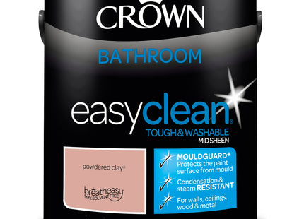 Crown Easyclean Bathroom Mid Sheen Paint Powdered Clay - Anti Mould 2.5 Litre
