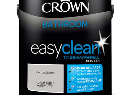 Crown Easyclean Bathroom Mid Sheen Paint Linen Cupboard - Anti Mould 2.5 Litre