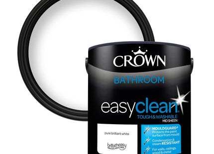 Crown Easyclean Pure Brilliant White Anti Mould Bathroom Paint 2.5 Litre