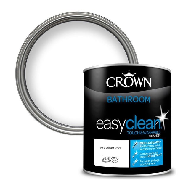 Crown Easyclean Pure Brilliant White Anti Mould Bathroom Paint 1 Litre