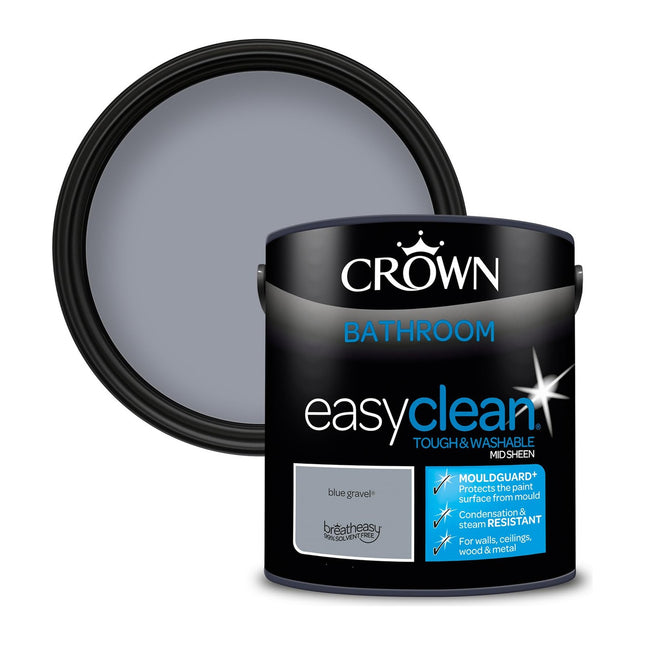 Crown Easyclean Bathroom Mid Sheen Anti Mould Paint Blue Gravel 2.5 Litre