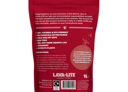 Lava-Lite No Gnats - Original Natural Fungus Gnat Killer for Houseplants, Soil &Compost] Child & Pet Safe]Cost Effective, Chemical Free Pest 1 Litre