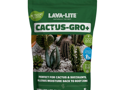 Lava-Lite Cactus Gro+ Free draining Cactus Compost & Succulent Soil Mix, houseplants.100% Natural 1 Litre