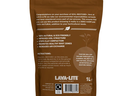 Lava-Lite Soil-Restore+ Soil Improver Natural Organic Perfect for Strong Healthy Garden Encourages Root Growth Experience the Effect (1 Litre)
