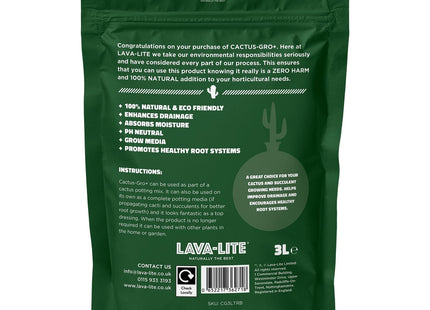 Lava-Lite Cactus Gro+ Free draining Cactus Compost & Succulent Soil Mix, houseplants.100% Natural