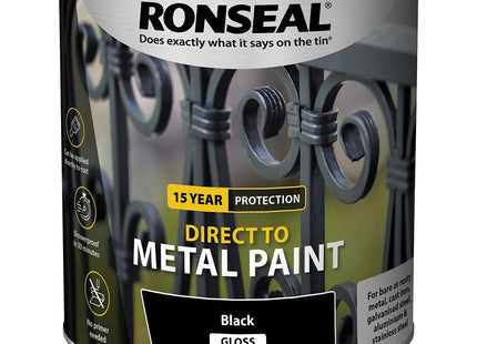 Ronseal Direct to Metal Paint Black Gloss 2.5 Litre