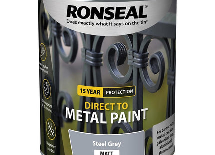 Ronseal Direct to Metal Paint Steel Grey Matt 750ml